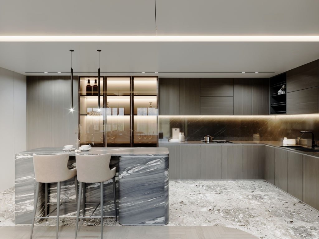 L Shape Modular Kitchen Interior